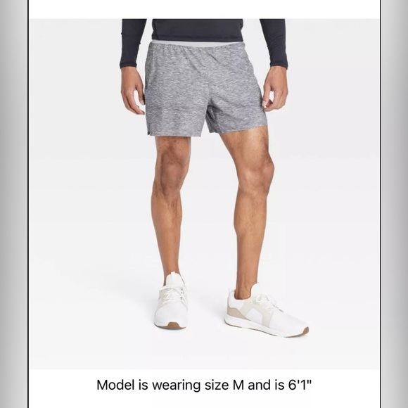 Men Lined Run Shorts 5" All in Motion GRAY Size Large Zip Pocket - Picture 2 of 5